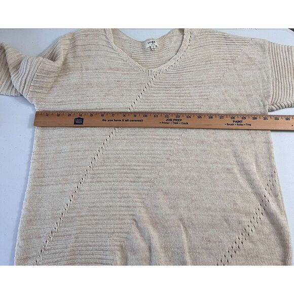 Umgee Women's V-Neck Cream Oatmeal Textured Knit Sweater Size M - Picture 5 of 9